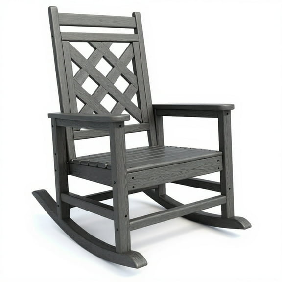 Riedhoff Outdoor Adult Rocking Chair, Wood Texture, 35.04 x 24.01 x 40.16”, Gray, Set of 1