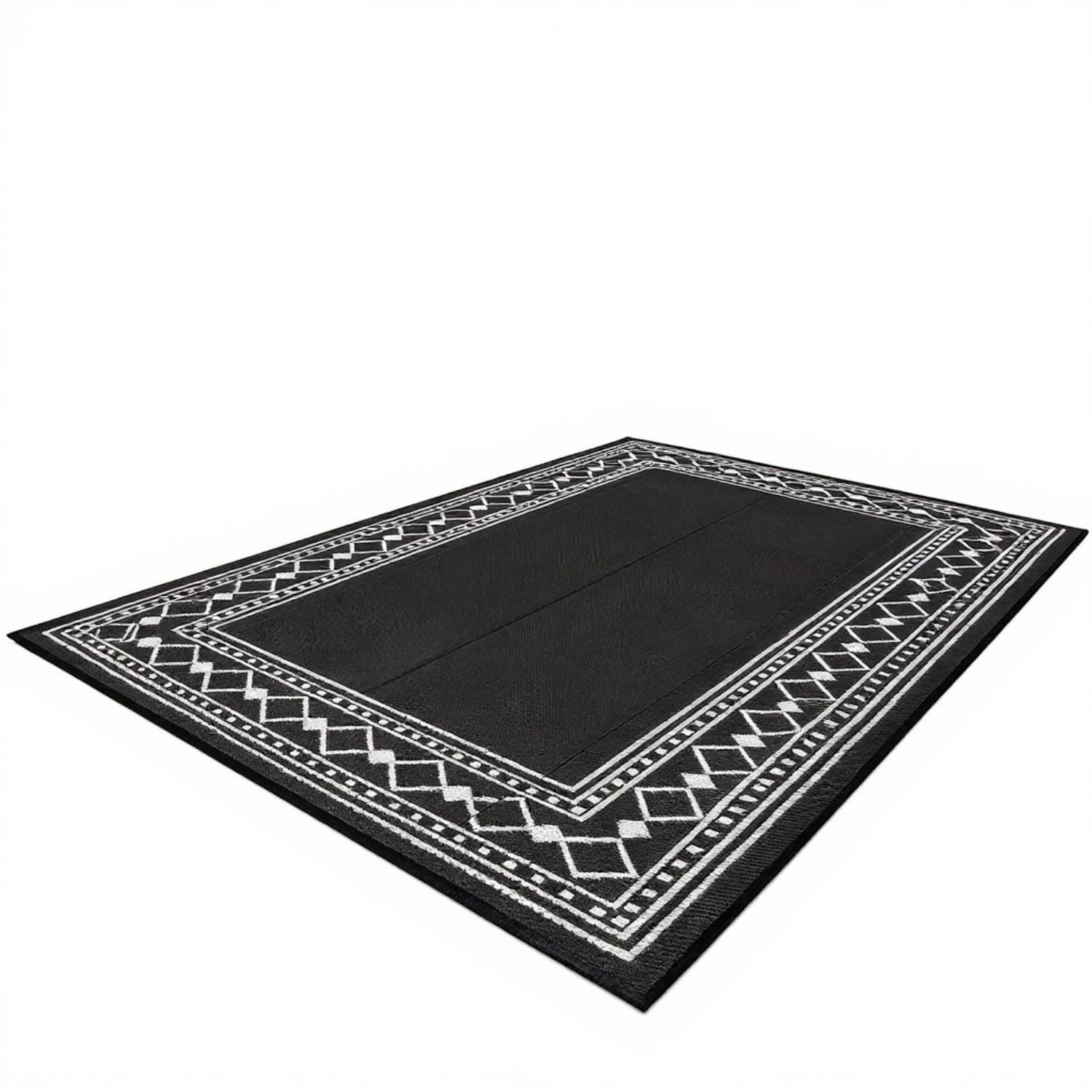 Riedhoff Outdoor Rug 10'x 8', Geometric, Black & White