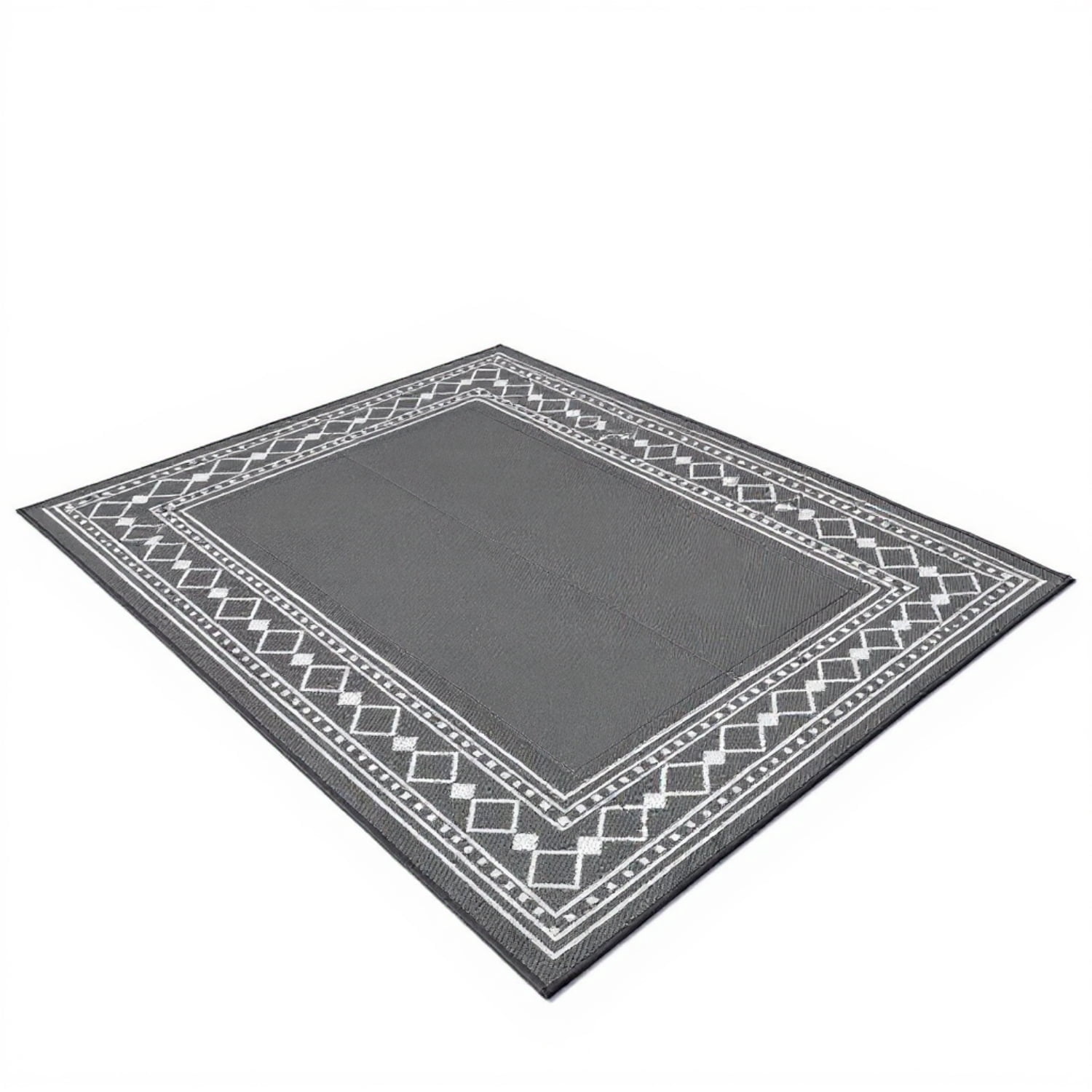 Riedhoff Outdoor Rug 9'x12', Geometric, Gray & White
