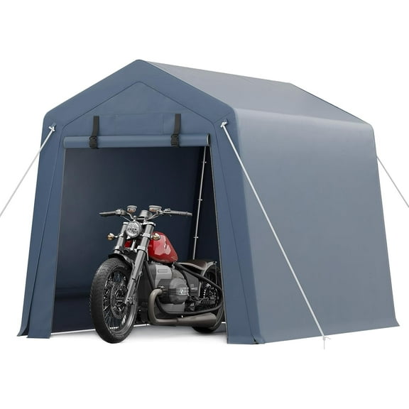 Riedhoff Outdoor Storage Shed, Portable Carport 6' x 6' x 7', for Motorcycle & Bike, Dark Blue