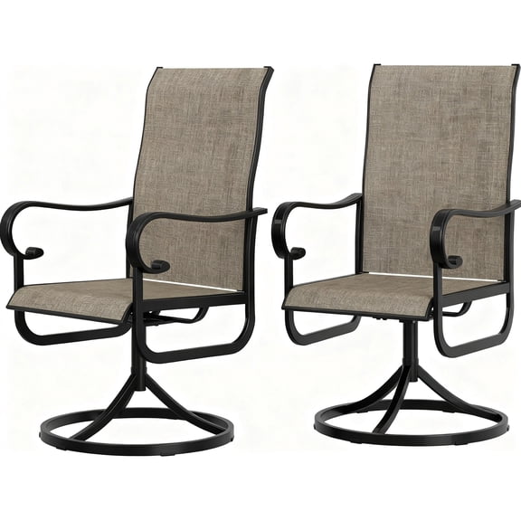 Riedhoff Patio Swivel Chairs Set of 2, with High Back, 23 x 20 x 40", Brown