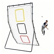 Riedhoff Pitch Back Net 6 x 4 ft, Pitching & Fielding Rebounder for Baseball & Softball, 3 Target Zones, Black