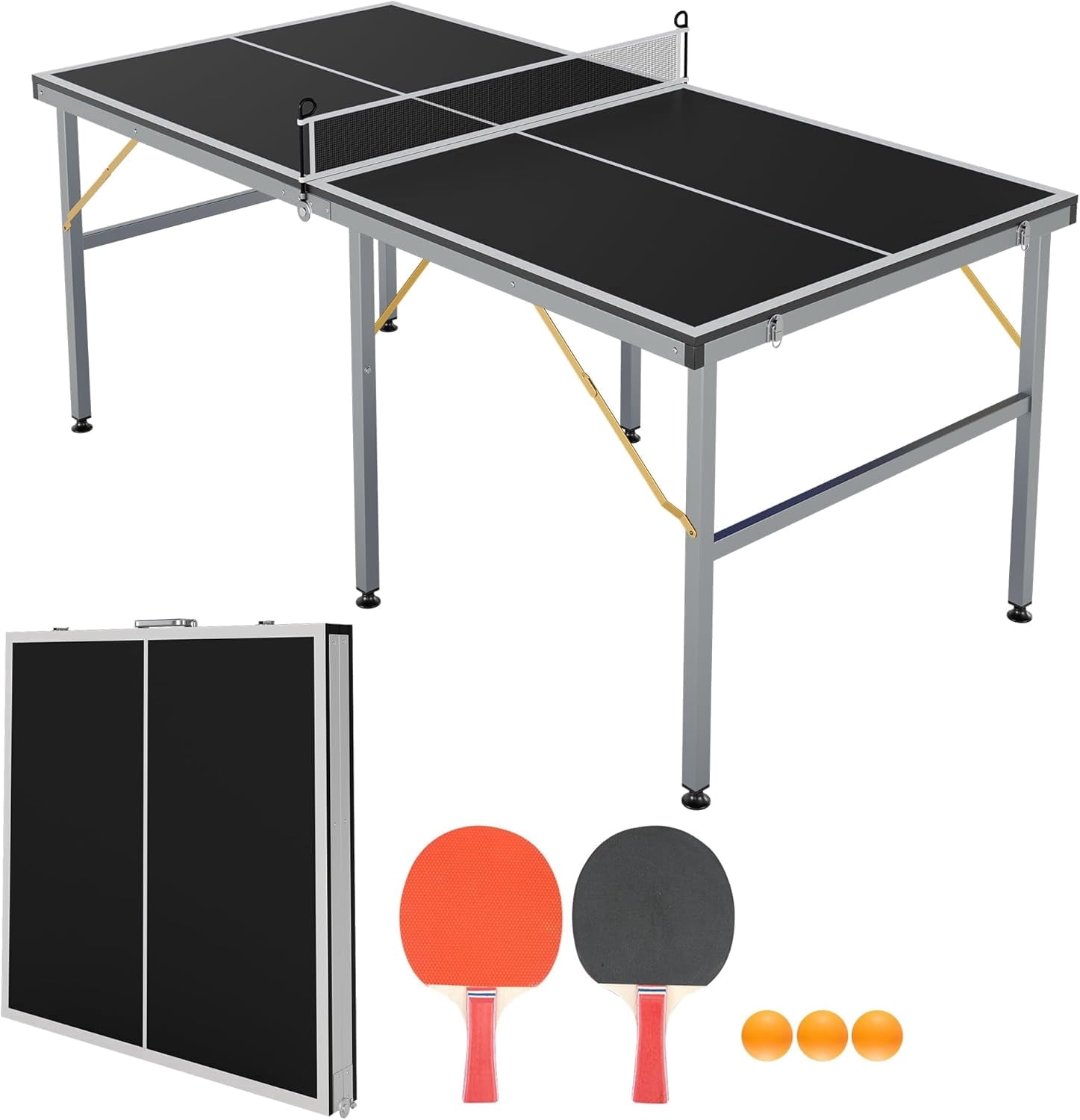 Riedhoff Portable Table Tennis Table, Ultra-Compact Design with Net, 2 ...