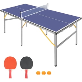 Riedhoff Portable Table Tennis Table, Ultra-Compact Design with Net, 2 Paddles & 3 Balls, 72 x 36", Blue