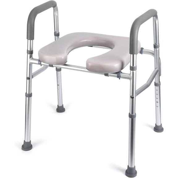 Riedhoff Raised Toilet Seat with Handles, Safety Assist Shower Chair, Multicolor