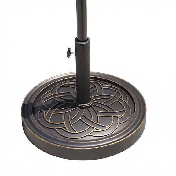 Riedhoff Round Patio Umbrella Base, Adjustable Pole Adapters, Fits 1.5" to 2.1" Poles, Bronze