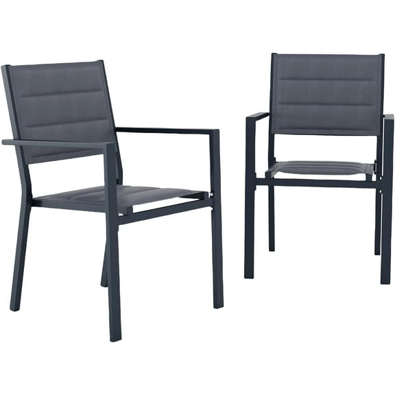 Riedhoff Set of 2 Patio Dining Chairs,Outdoor Stackable Patio Chairs with Armrests & Backrest, Grey
