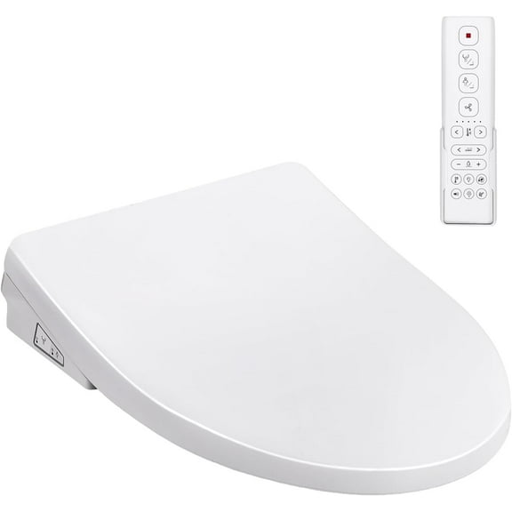 Riedhoff Smart Bidet Toilet Seat, 14.72" x 20.35", Heated Elongated, Wireless Remote, White