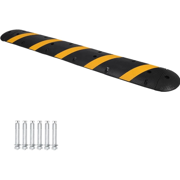 Riedhoff Speed Bumps for Driveway, 84" x 11.8", with 2 Channel Floor Cord Cover, Black & Yellow