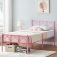 thumbnail image 1 of Riedhoff Twin Size Bed Frame, with Headboard and Footboard, 77.6"x 39.8" x 35.1", Pink, 1 of 7
