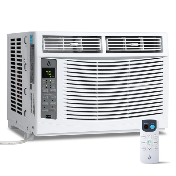 Goldensoil Window Air Conditioner, 6000 BTU With Remote Control, for 350 Sq. Ft, White