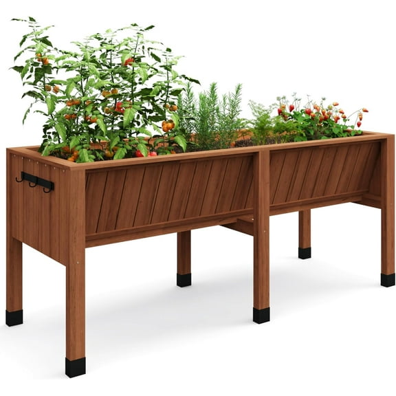 Riedhoff Wood Raised Garden Bed, 72*23.62*30.31" Rectangle Planter Box, Oak Color