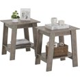 thumbnail image 1 of Riedhoff Wooden End Table, Farmhouse 2-Layer Storage Shelves, 15.51 x 11.81 x 18.98", 2 Piece, Gray, 1 of 6