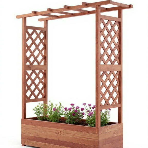 Riedhoff Wooden Raised Garden Bed with Trellis, Hanging Roof & Side Trellis, 43 x 17 x 72"
