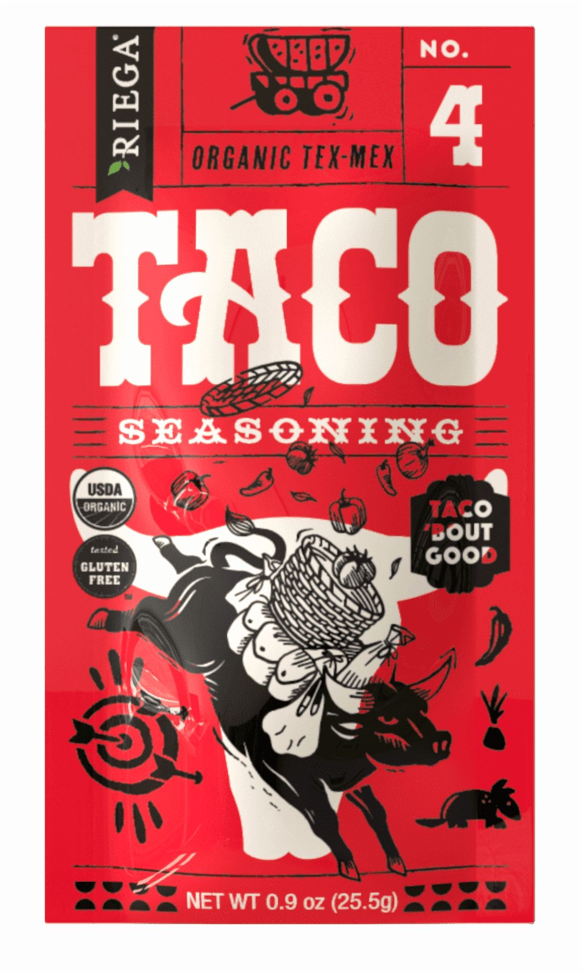 Riega Organic Carnitas Street Taco Seasoning - Pack Of 8 (1 Oz Each), Gluten Free, Vegan