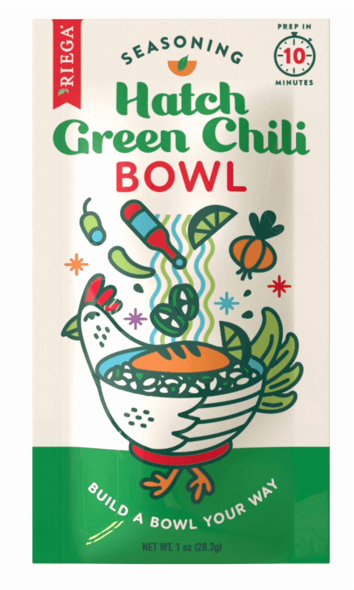 Riega Hatch Green Chili Bowl Original Seasoning Mix, 8 Packets