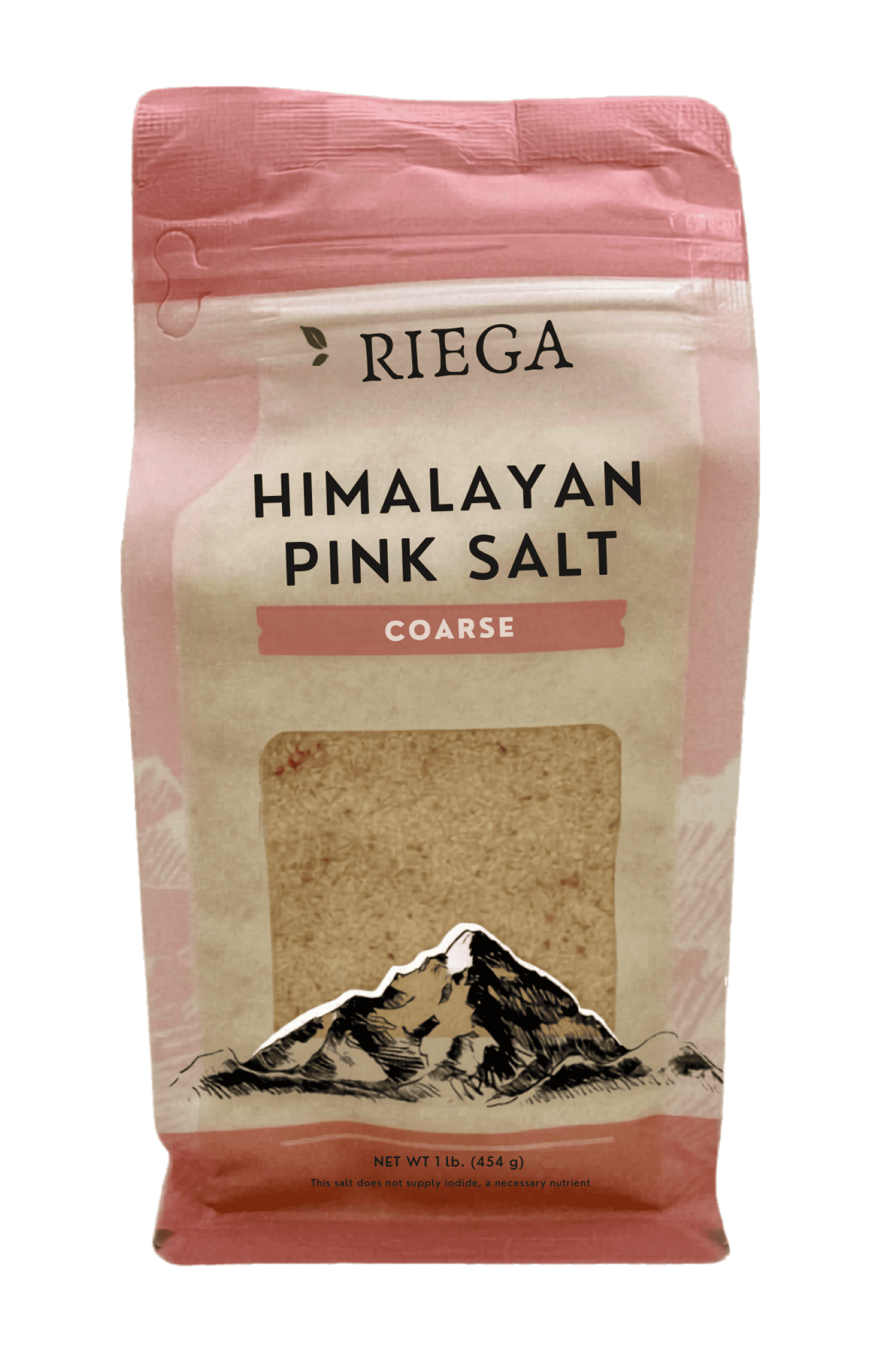 Riega Himalayan Pink Salt 1 lb Bag - Kosher, Mineral-Rich, Allergen-Free