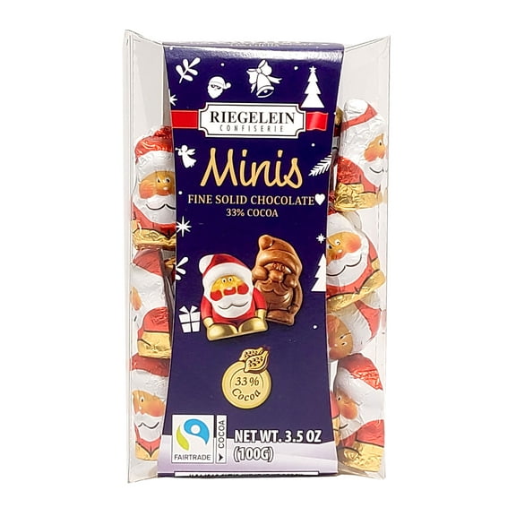Riegelein Mini Santa Solid Chocolate 33% Cocoa Fairtrade 3.5 Oz. (100 g)