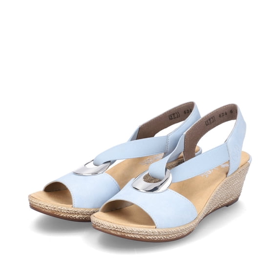 Rieker Women's 624H6-10 Wedge Heeled Ankle Strap Sandals, Aqua, Size EU 39