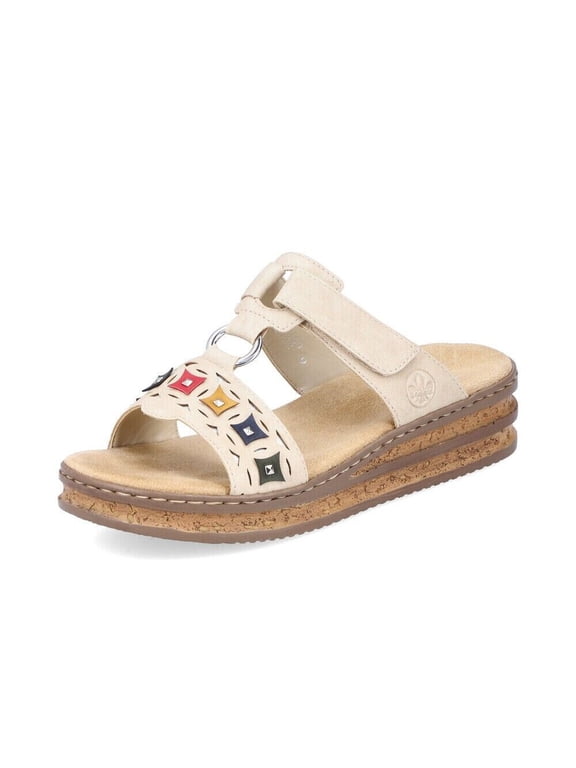Women's 62924-60 Open Toe Adjustable Platform Sandals, Beige, Size EU 40