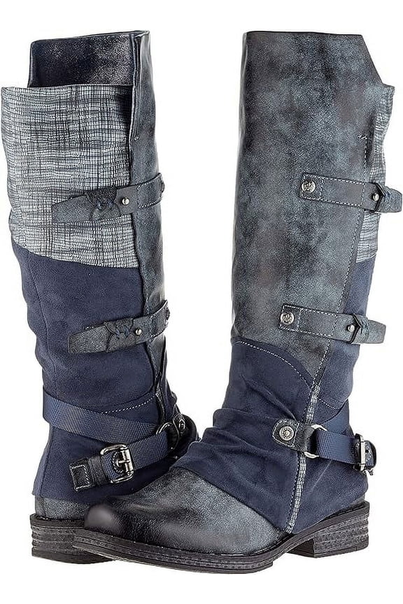 Women's 92284-45 Classic Buckle Knee-High Boots, Grey, Size EU 36