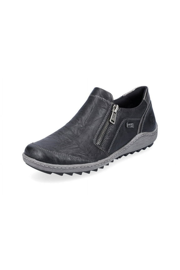 Women's R1428-03 Side-Zipped Round Toe Shoes, Black, Size EU 36