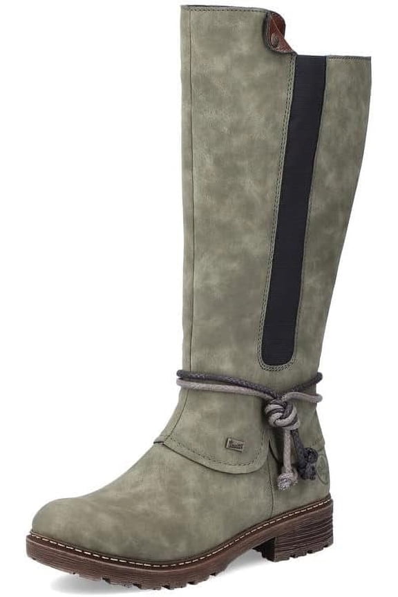 Women's Z4774-54 Dominika Round Toe Waterproof Knee-High Boots, Green, Size EU 37