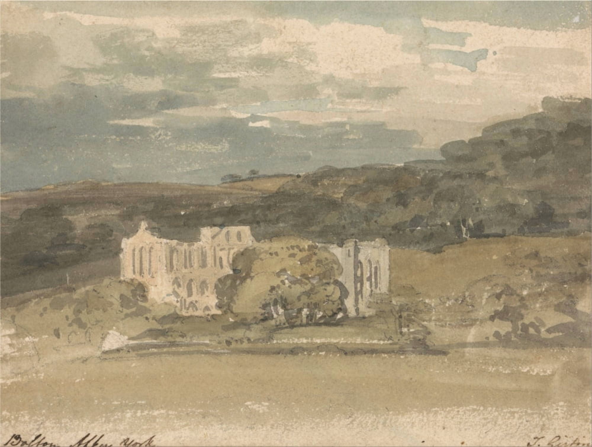 Rievaulx Abbey Yorkshire c1796 Canvas Art - Thomas Girtin (18 x 24)