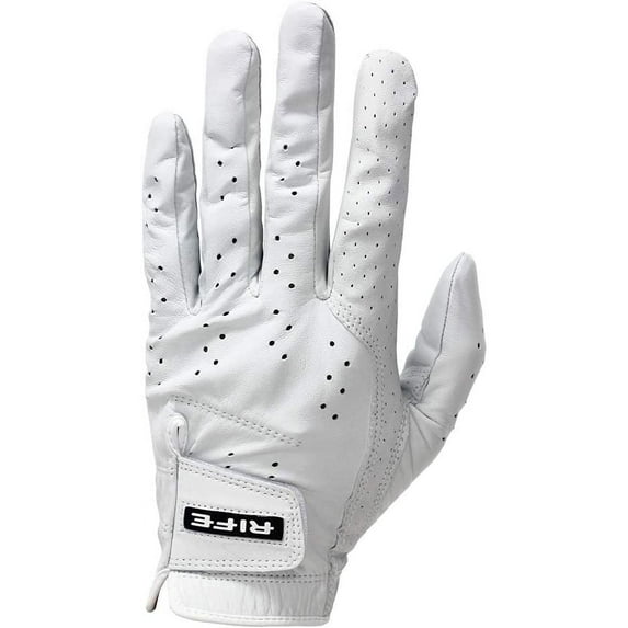 Rife Golf Mens Pro Tour White Super Premium Cabretta Leather Golf Gloves Comfort Fit Breathable Ventilation for Maximum Feel - 9 Pack (Cadet Medium, Right)
