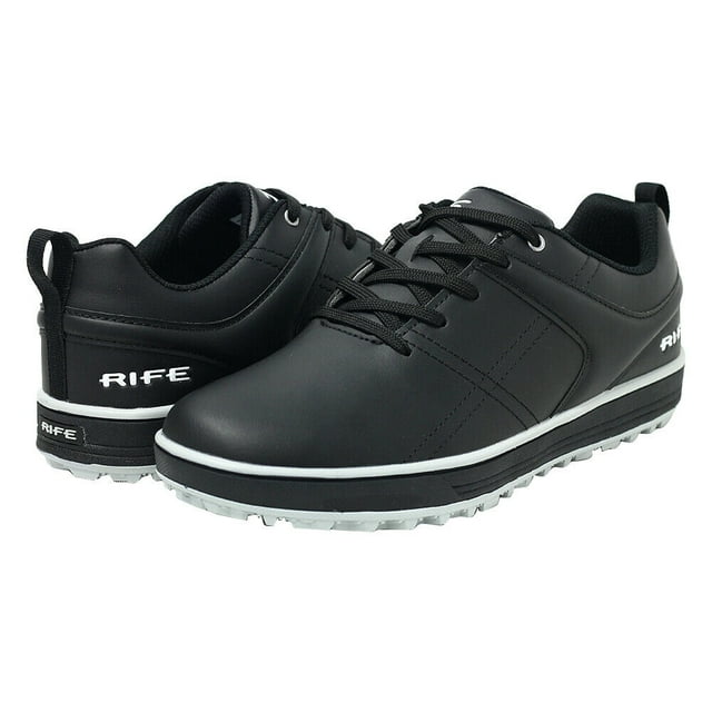 Rife Golf Shoes&nbsp;Mens Pro Tour Quality Ultra Track Spikeless Black Relaxed Comfort Fit with Maximum Tech Waterproof Protection (Size 11.5)