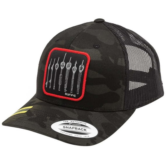 Riffe The Lineup Classic Retro Trucker Hat - Multicam Black