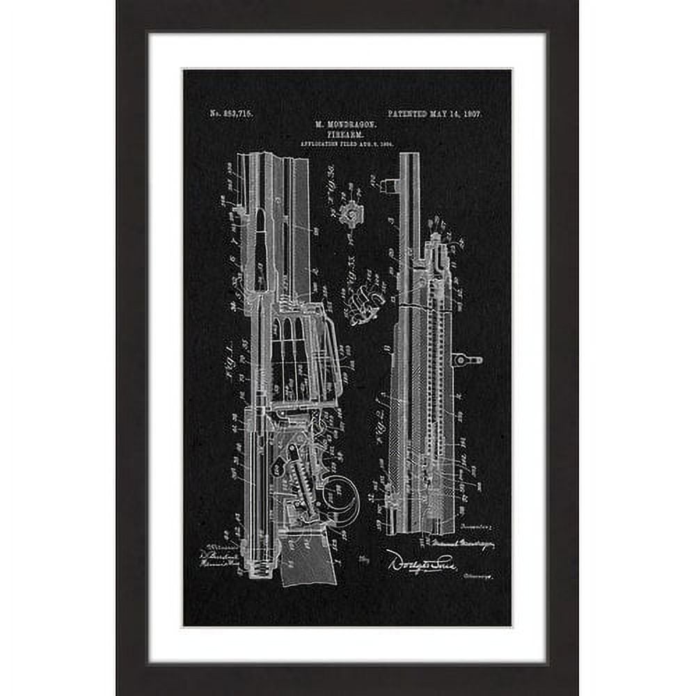 "Rifle 1907 Black Paper" Framed Painting Print