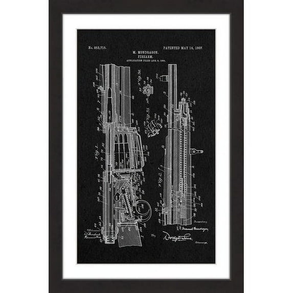 "Rifle 1907 Black Paper" Framed Painting Print