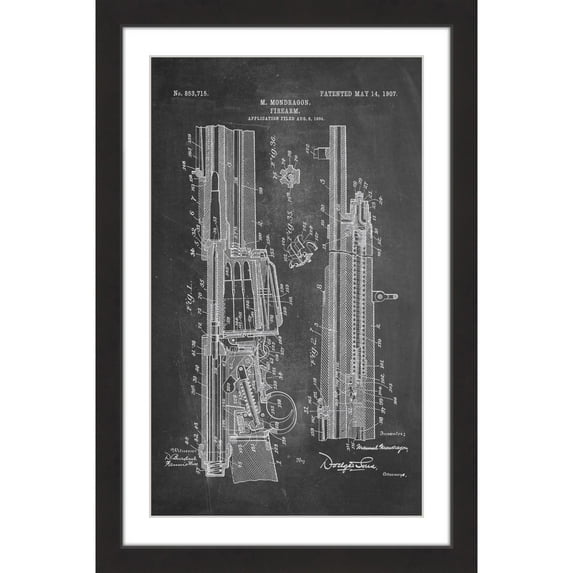 "Rifle 1907 Chalk" Framed Painting Print