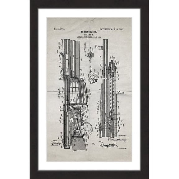 "Rifle 1907 Old Paper" Framed Painting Print