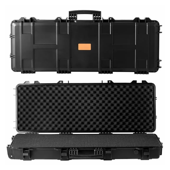 Rifle Case 42 inch Hard Gun Case with Wheels, Lockable Waterproof Rifle Hard Case for Two Rifles, Airsoft Gun - 3 Layer Protective Foam