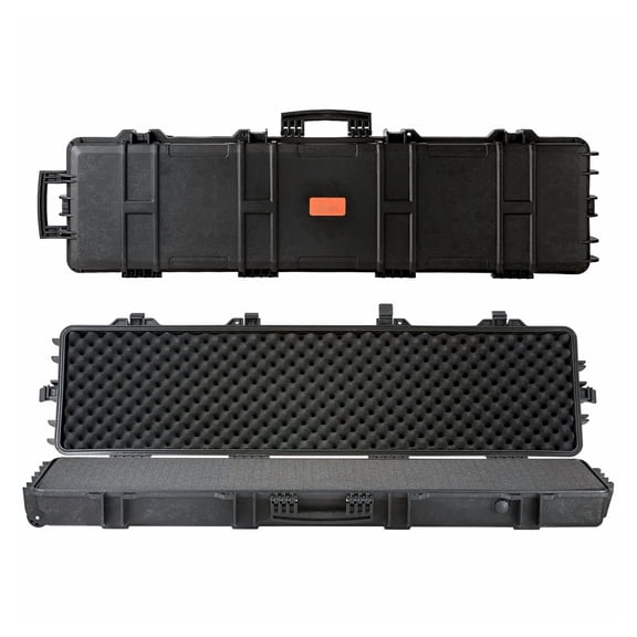 Rifle Case 50 Inch Hard Gun Case with Wheels, Lockable Waterproof Rifle Hard Case for 2 Rifles, 3 Layer Protective Foam, Airsoft Gun Transport