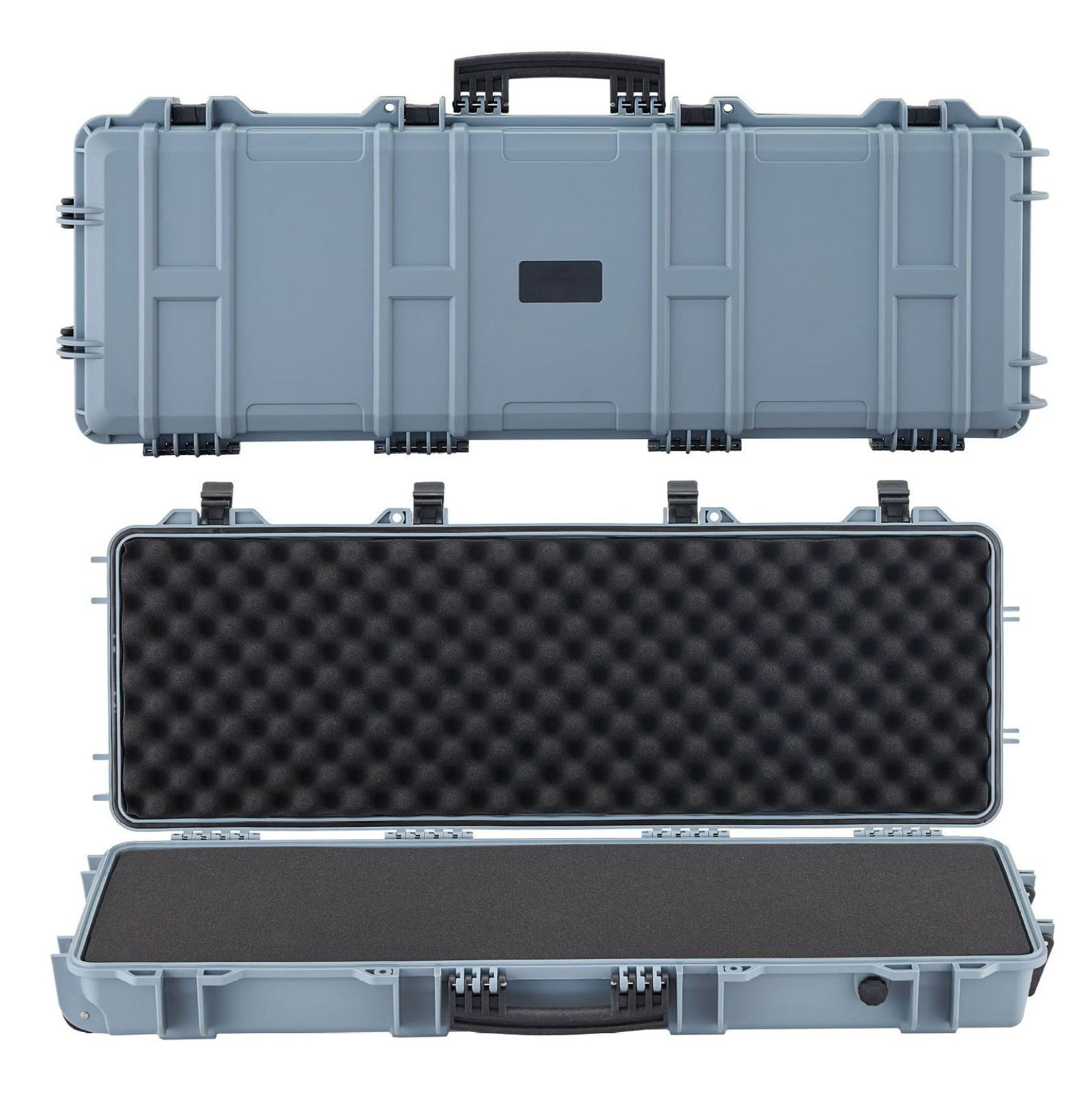 Rifle Case Lockable with Wheels, 40in Gun Storage, Waterproof Hard Case for Rifles Shotguns, Pre-Cut Foam Interior, Portable Pistol Case - Grey
