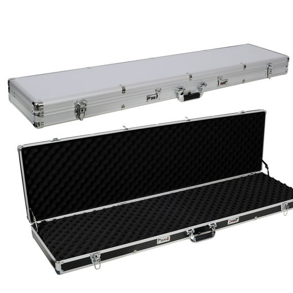 Rifle Gun Hard Case,Aluminum Long Gun Hard Case,Portable Locking Shotgun Storage Box Pistol Handgun Lock Box with Padded Foam and 2 Key Locks