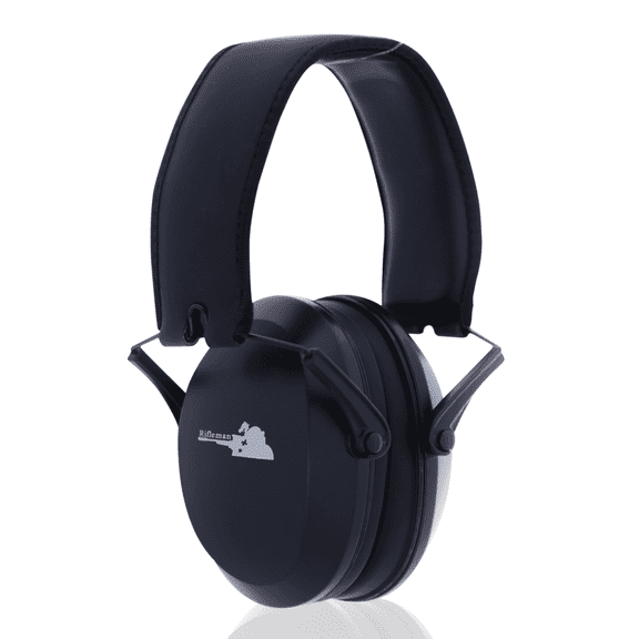 Rifleman Hearing Protection Low Profile Shooting Ear Muffs – Slim & Ultralight Hearing Protection, NRR 22 Noise Reduction Safety Ear Muffs, Compact Folding Design, Black