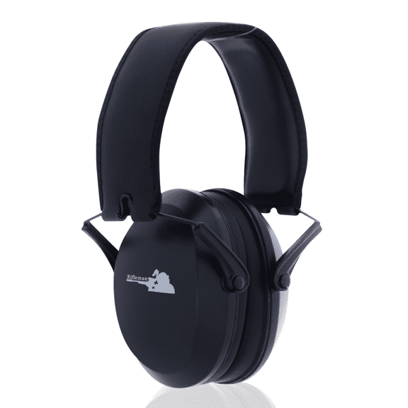 Rifleman Hearing Protection Low Profile Shooting Ear Muffs Slim & Ultralight Hearing Protection, NRR 22 Noise Reduction Safety Ear Muffs, Compact Folding Design, Black