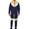 thumbnail image 1 of Riflessi Men's Athletic Sports Casual 2 Piece Color Block Tracksuit Hoodie Jogger Pants Sweatsuit Set (Navy/White/Yellow, M), 1 of 4