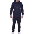 thumbnail image 1 of Riflessi Men's Athletic Sports Casual 2 Piece Reflective Tracksuit Hoodie Jogger Pants Sweatsuit Set (Navy, XL), 1 of 4