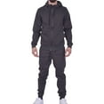 thumbnail image 1 of Riflessi Men's Athletic Sports Casual 2 Piece Solid Color Tracksuit Hoodie Jogger Pants Sweatsuit Set (Charcoal Grey, L), 1 of 4