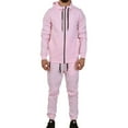 thumbnail image 1 of Riflessi Men's Athletic Sports Casual 2 Piece Solid Color Tracksuit Hoodie Jogger Pants Sweatsuit Set (Pale Pink, 2XL), 1 of 4