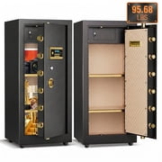Riflevault 39.37" Extra Large Floor Safe, 9.0 Cubic Ft Heavy Duty Safe with LCD Screen & Hidden Code, Home & Commercial Security Safe Box with Adjustable Shelves & Inner Lock Box
