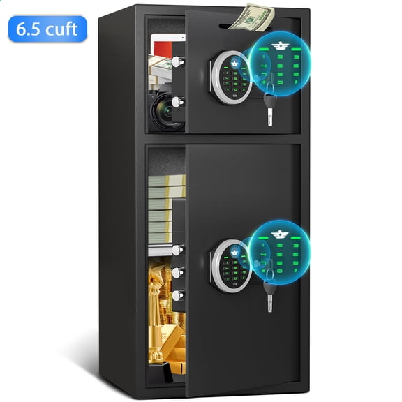 Riflevault 6.5 Cub Safe Box, Heavy Duty Large Safe with Dual Alarm System, Home Safe with Deposit Slot and Backlit Keyboard