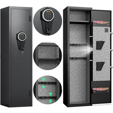2024 Kavey Gun Safe for 2-3 Rifles, Digital Keypad, Quick Access, LED ...