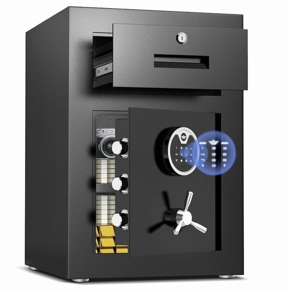 Riflewell 2.5 Cu ft Heavy-Duty Security Safe Box, Widened Frame Construction, Backlit Keypad Lock, Drawer & Adjustable Shelf, Anti-Theft Safe for Home, Office & Valuables Storage