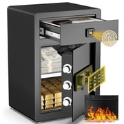 Riflewell 2.5 Cu Ft Fingerprint & Digital Lock Safe Box with Drawer, Door Organizer & Adjustable Shelf, Heavy-Duty Steel for Home Office